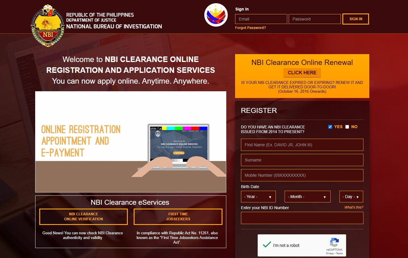 NBI Clearance Online Renewal