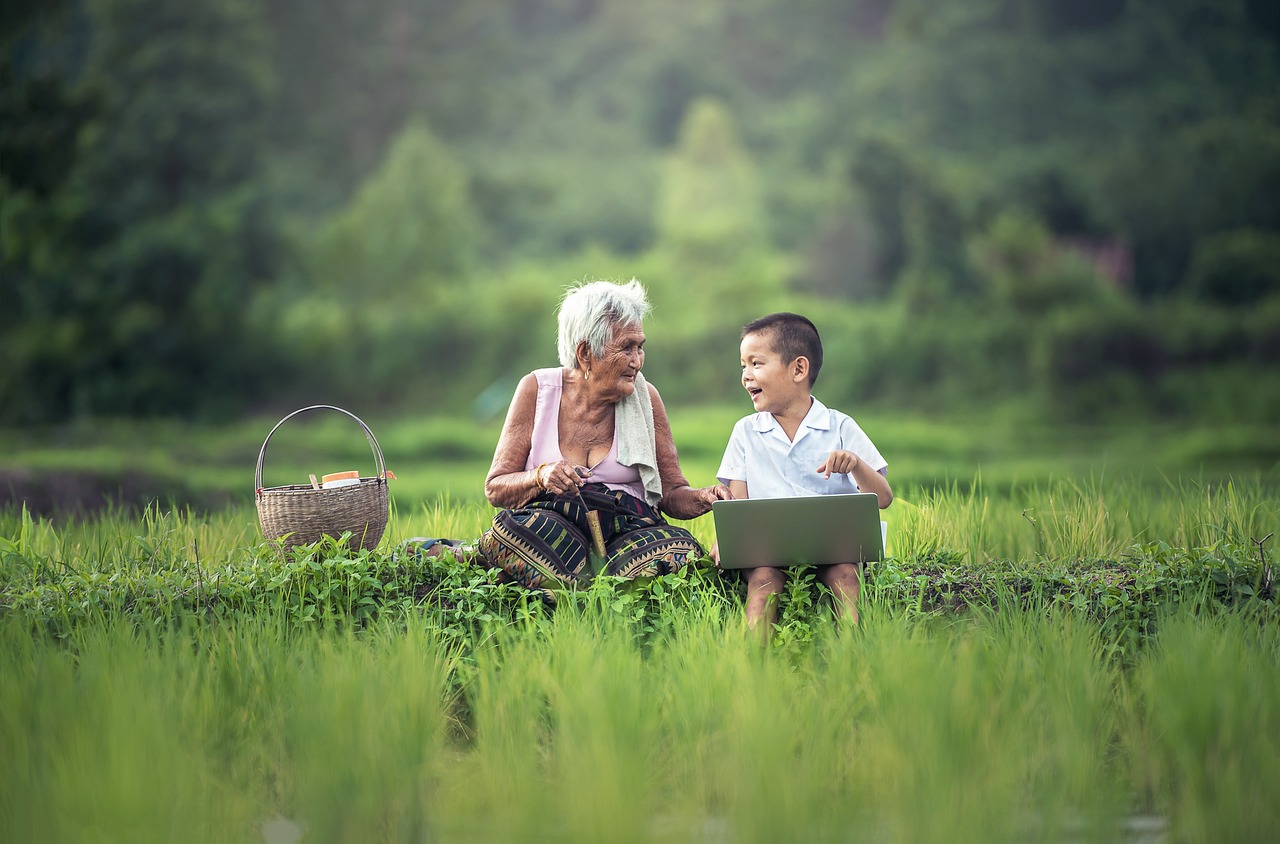 grandmother and grandson