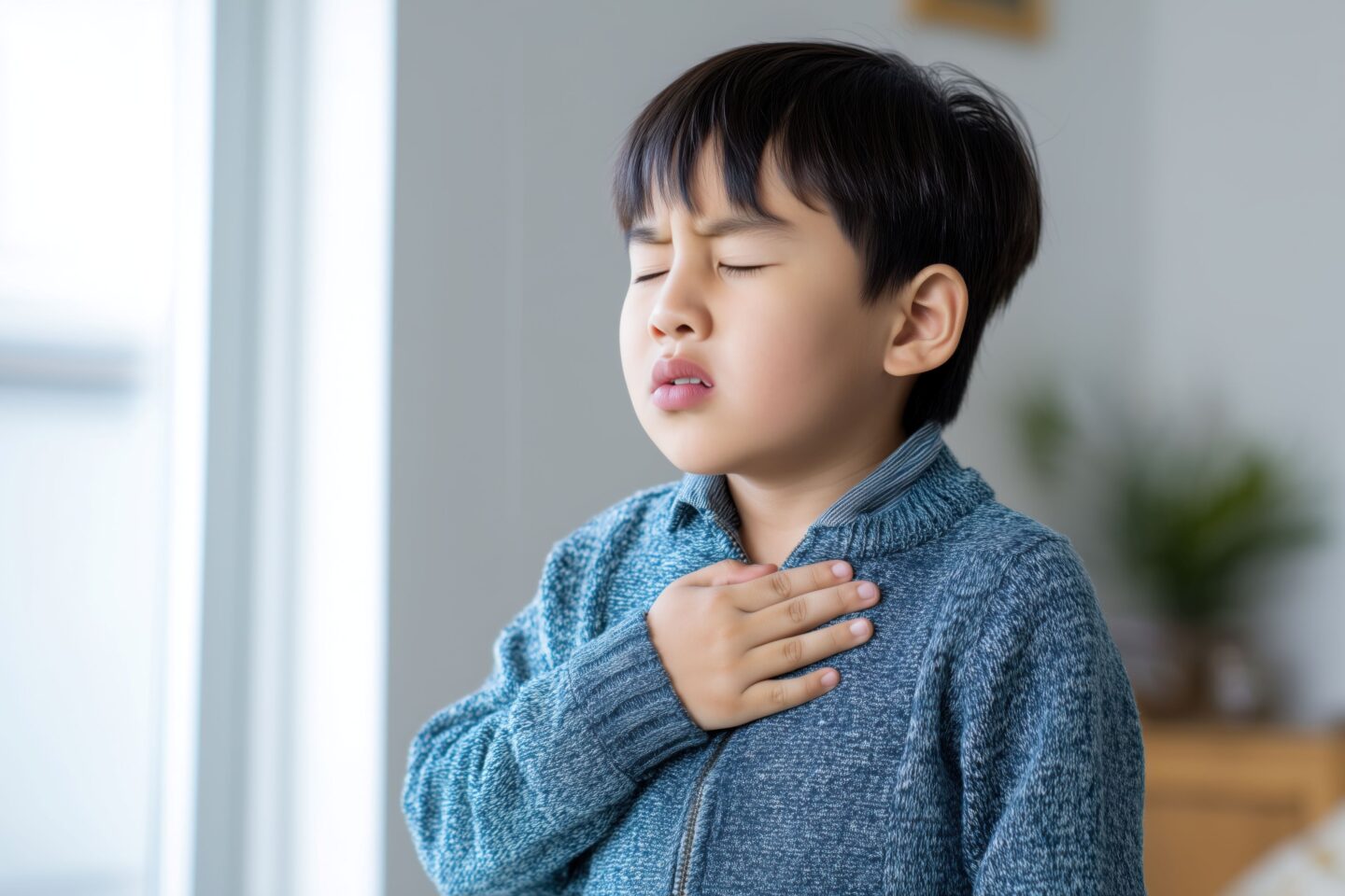 boy not feeling well